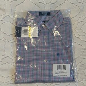 IZOD Lavender and Blue Plaid Button-Down Shirt size 10/12